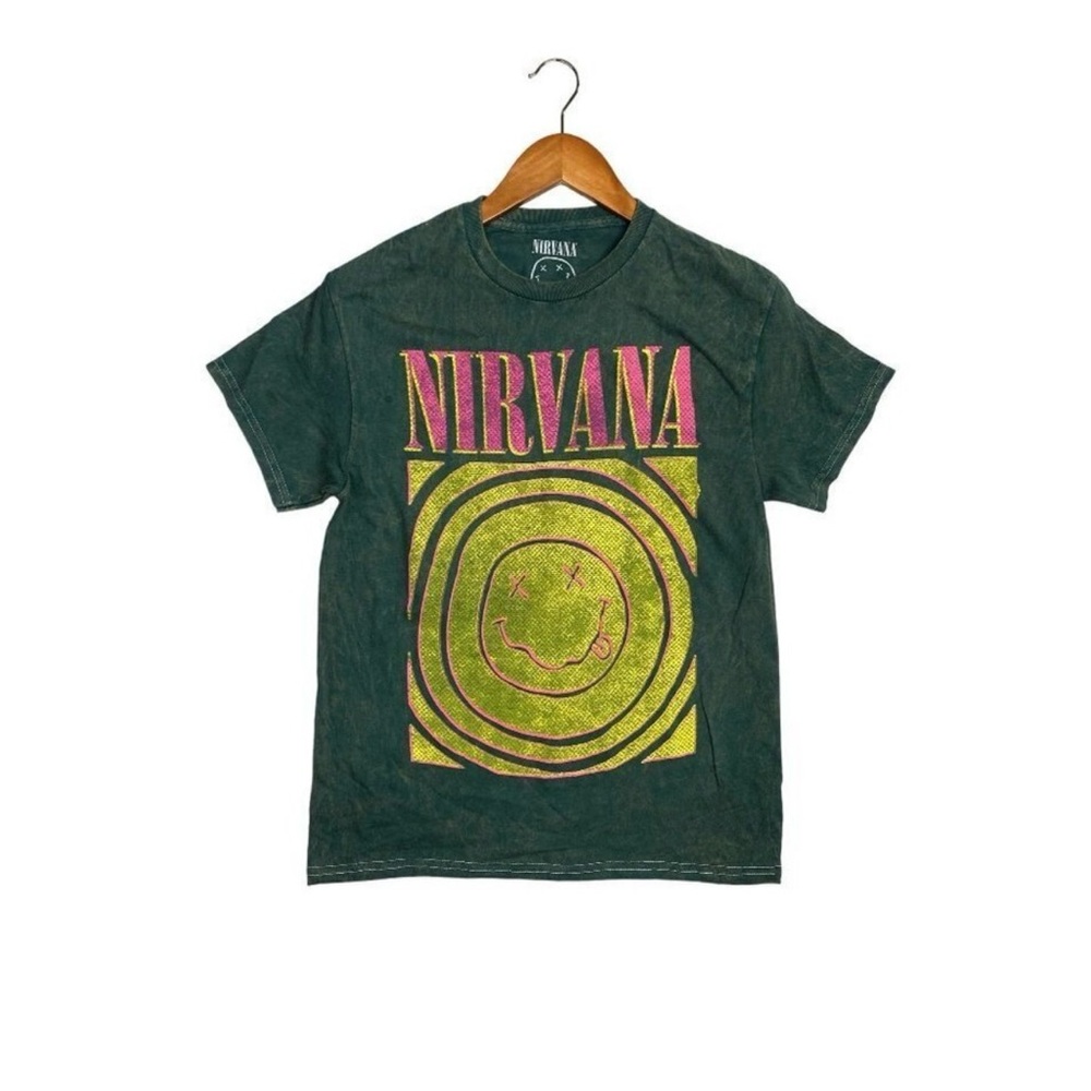 Green XL Vintage Nirvana Tee Band Tee Graphic